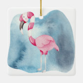 独自のペパーミントフラミンゴクリスマスを作成 セラミックオーナメント (裏面)