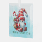 独自のペパーミントベリーのクリスマスクリスマス格言を作成 ガラスオーナメント (正面左)