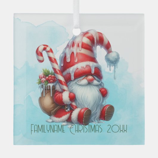 独自のペパーミントベリーのクリスマスクリスマス格言を作成 ガラスオーナメント (正面)