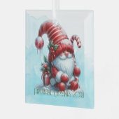 独自のペパーミントホリークリスマス格言を作成 ガラスオーナメント (正面左)