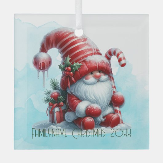 独自のペパーミントホリークリスマス格言を作成 ガラスオーナメント (正面)