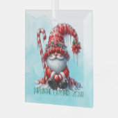 独自のペパーミントメリークリスマス格言の作成 ガラスオーナメント (正面左)