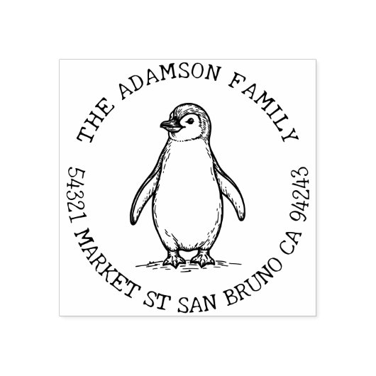 独自のペンギンを作成するファミリー名差出人住所 ラバースタンプ (インプリント)