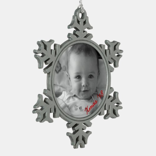 独自のペーター雪片の写真の作成オーナメント スノーフレークピューターオーナメント (左)