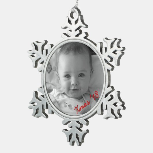 独自のペーター雪片の写真の作成オーナメント スノーフレークピューターオーナメント (右)