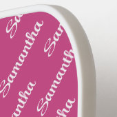 独自のホットピンクの名前を並べて作成 ピックルボールラケット (左詳細)