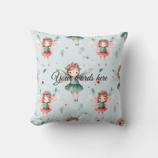 独自のホリデーフェアリーブルーを作成 クッション (正面)