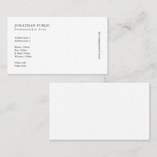 独自のホワイトクリーンエレガントモダンデザインの作成 名刺 (正面/裏面)