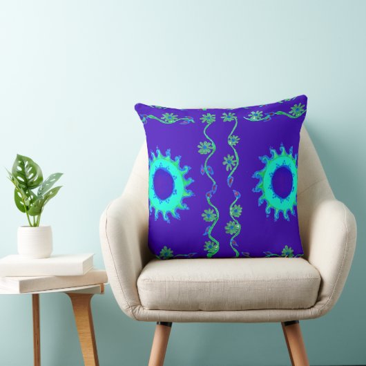 独自のホームブルーサニースカイフローラの作成 クッション (椅子)