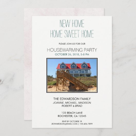 独自のホーム引っ越し祝いパーティーパーティー 招待状 (正面/裏面)