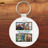 独自のボーナスモダンパパの作成4 Photo Collage キーホルダー (正面)