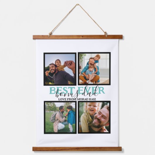 独自のボーナスモダンパパの作成4 Photo Collage 吊り下げ型タペストリー (正面)