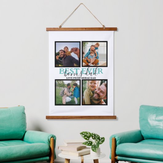 独自のボーナスモダンパパの作成4 Photo Collage 吊り下げ型タペストリー (リビング)