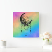 独自のボーホリームーンシルエットを作成 スクエア壁時計 (ホーム)