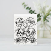 独自のポストカードガーデン蝶の花を着色 ポストカード (スタンド正面)