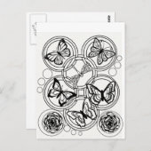 独自のポストカードガーデン蝶の花を着色 ポストカード (正面/裏面)