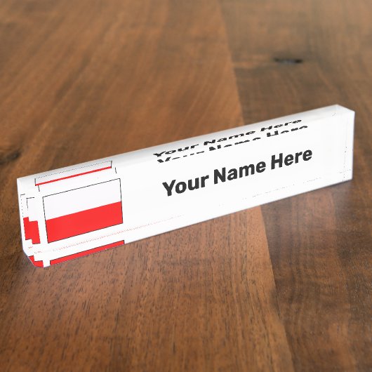 独自のポーランド国旗の名前の作成プレート デスクネームプレート (側面)