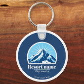独自のマウンテンスキーリゾート名を追加 キーホルダー (正面)