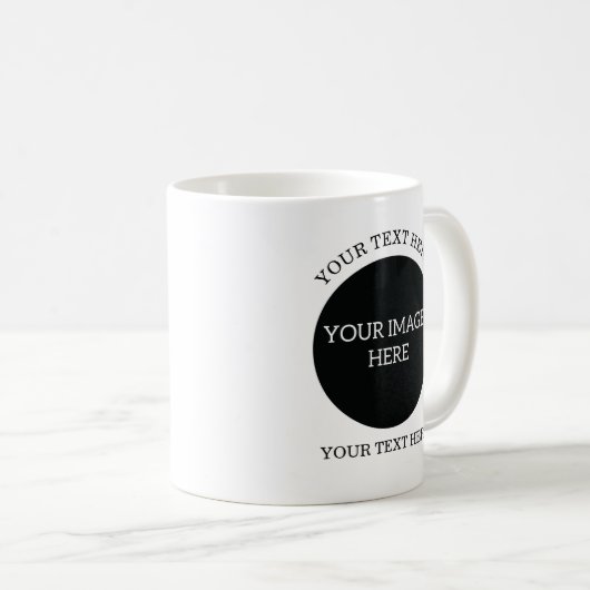 独自のマグカップを作成 – 2ラウンドイメージと文字 コーヒーマグカップ (正面右)