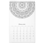 独自のマンダラパターンを色付け カレンダー (2月 2026)