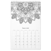 独自のマンダラパターンを色付け カレンダー (1月 2026)