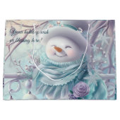 独自のミニクリスマス雪だるまの作成 ラージペーパーバッグ (正面)