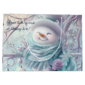 独自のミニクリスマス雪だるまの作成 ラージペーパーバッグ (裏面)