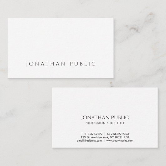 独自のミニマルな美しい平野ラグジュアリーを作成 名刺 (正面/裏面)