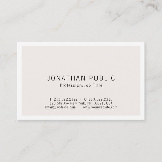 独自のミニマルモダンスエレガントデザイン 名刺 (正面)