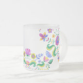 独自のメキシコのフォークアートの花を作成 フロストグラスマグカップ (正面右)