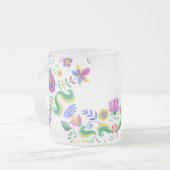 独自のメキシコのフォークアートの花を作成 フロストグラスマグカップ (正面左)