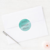 独自のメタリックアクアブルーティール(緑がかった色)フォイルをフェイク作成 ラウンドシール (封筒)