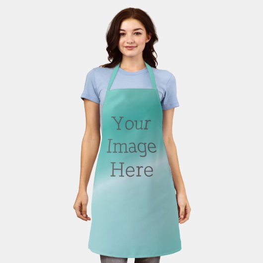 独自のメタリックロビンズエッグアクアフォフェイクイル エプロン (着用した状態)