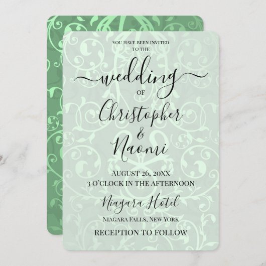 独自のメタリック華美パターンを作成 招待状 (正面/裏面)