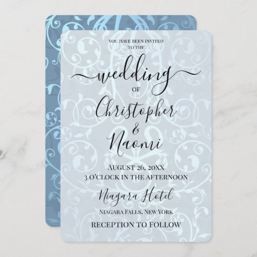 独自のメタリック華美パターンを作成 招待状 (正面/裏面)