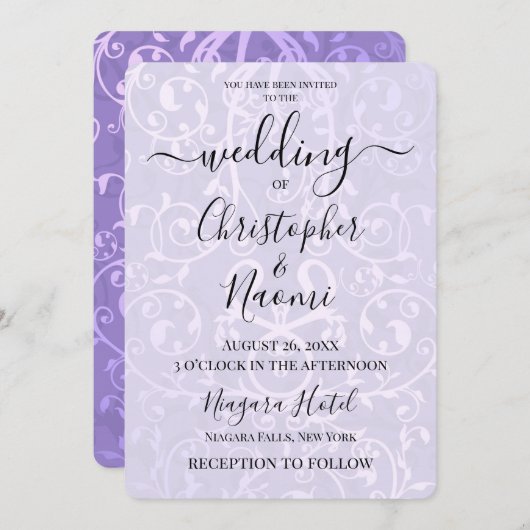 独自のメタリック華美パターンを作成 招待状 (正面/裏面)