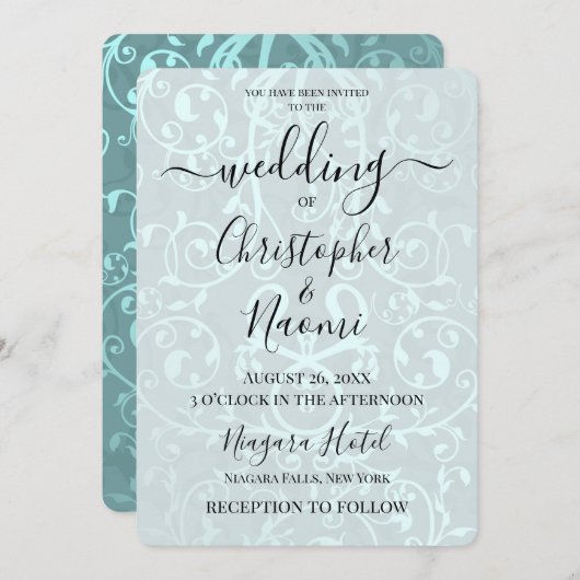 独自のメタリック華美パターンを作成 招待状 (正面/裏面)