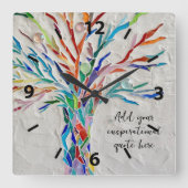 独自のメッセージの感動的作成 スクエア壁時計 (正面)