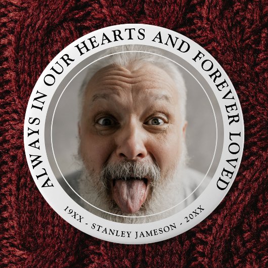 独自のメモリアル写真と文字トリビュートの作成 缶バッジ