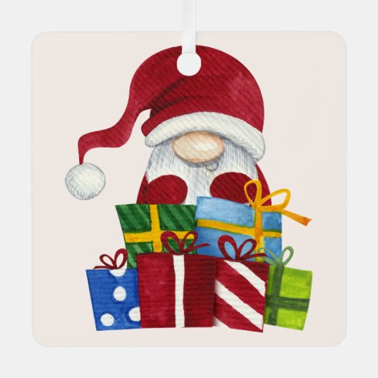 独自のメリークリスマス格言とプレゼントを作成 メタルオーナメント (正面)