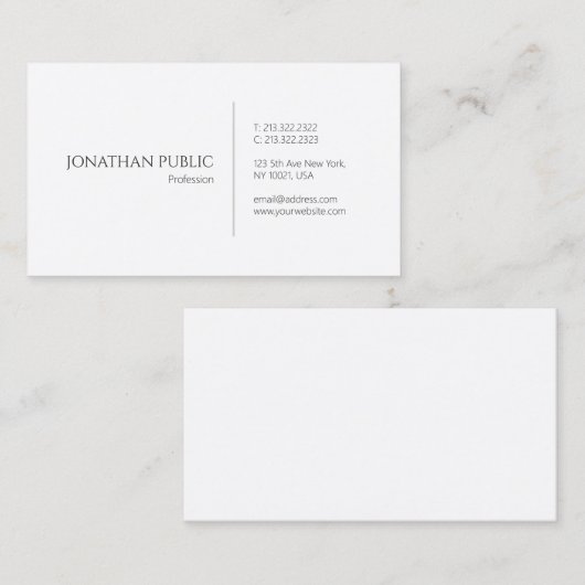 独自のモダンエレガントシンプルプレーン 名刺 (正面/裏面)