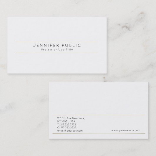 独自のモダンデザイン白エレガント金ゴールドの作成 名刺 (正面/裏面)