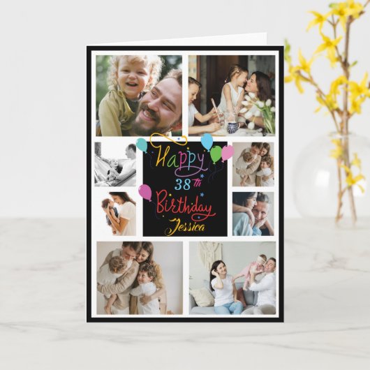 独自のモダンフォトコラージュ誕生日カードの作成 カード (黄色い花)