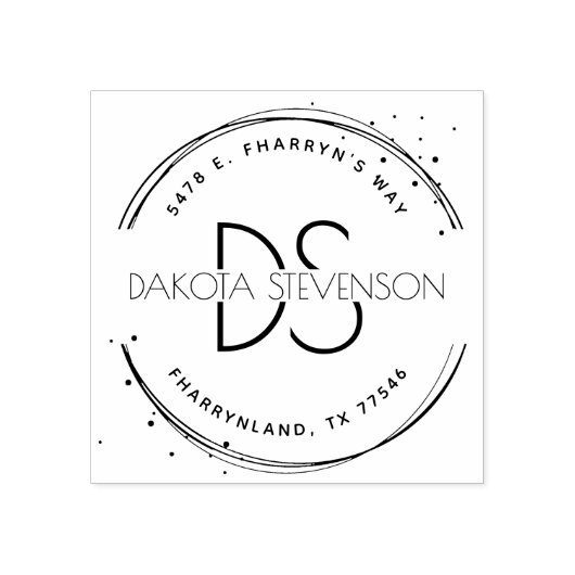 独自のモダンモノグラムと差出人住所の作成 ラバースタンプ (インプリント)