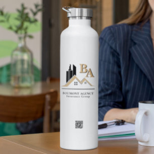 独自のモダンロゴを追加するプロフェッショナル黒金ゴールド ウォーターボトル