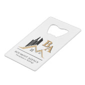 独自のモダンロゴを追加するプロフェッショナル黒金ゴールド クレジットカード栓抜き (正面アングル)