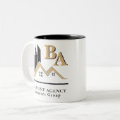 独自のモダンロゴを追加するプロフェッショナル黒金ゴールド ツートーンマグカップ (正面左)