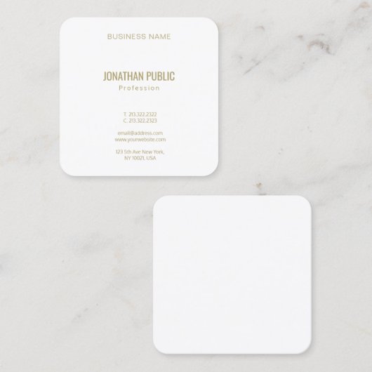 独自のモダン金ゴールドエレガントフォント文字 スクエア名刺 (正面/裏面)