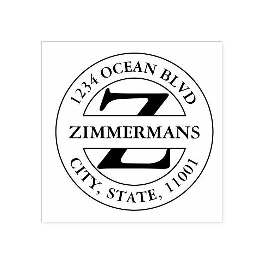 独自のモノグラムはっきりしたラウンドモダンの作成 ラバースタンプ (インプリント)