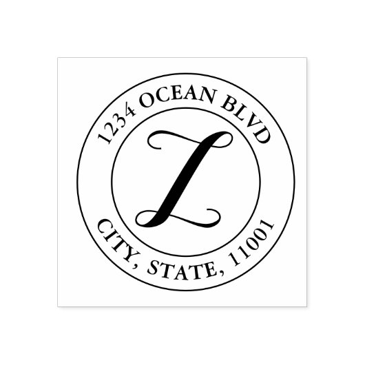 独自のモノグラムエレガントラウンドの作成 ラバースタンプ (インプリント)